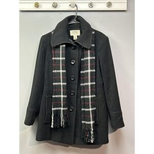 FOG By London Fog Coat Womens Medium Black Wool Blend Button Peacoat Jacket